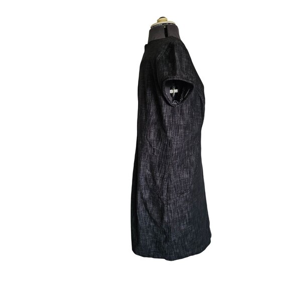 Componix Stretch Denim Knee-Length Pencil Dress Size 12 Gray/Black cap Sleeve Zi - Picture 3 of 7